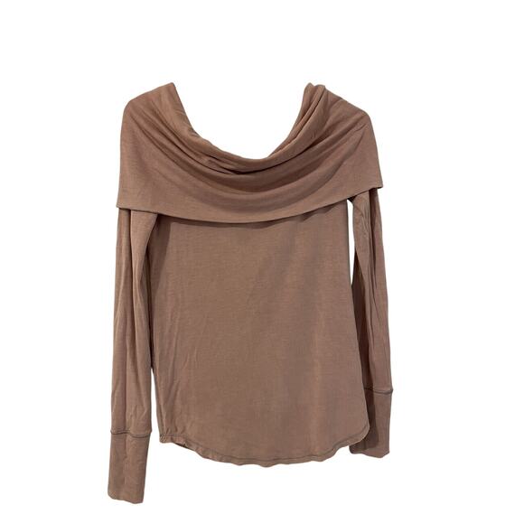 We the Free People Size S Cosmo Cowl Neck Shirt Top Pink Long Sleeve - Picture 1 of 4